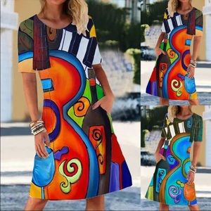 Whimsical Tunic Wine Themed Summer Fun Graphic Print Sun Short Sleeve NEW Dress